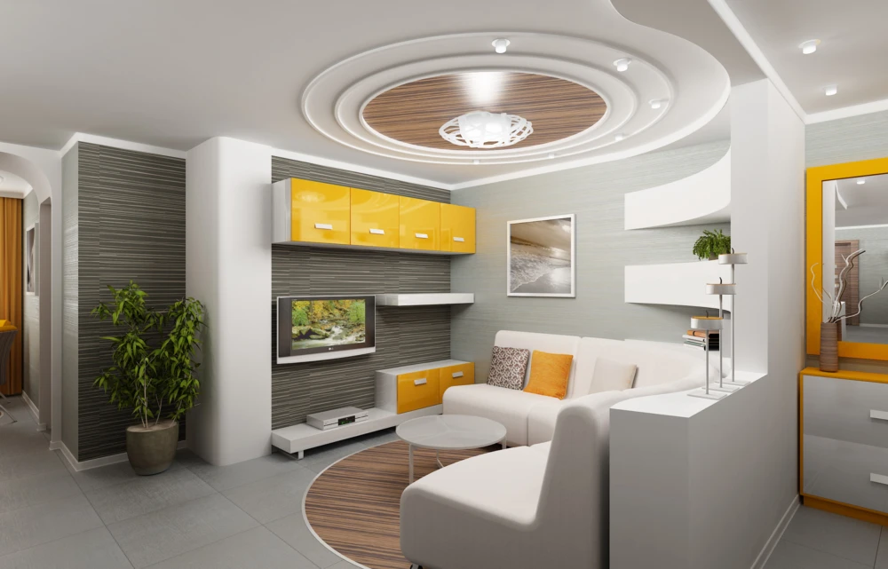 Trần thạch cao phá cách cho phòng khách