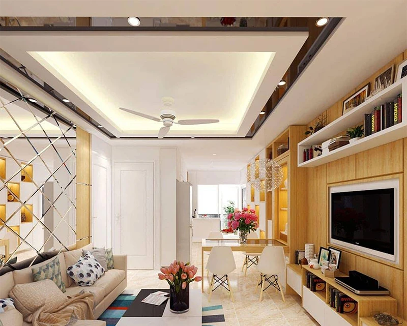 Trần thạch cao phòng khách chung cư đẹp