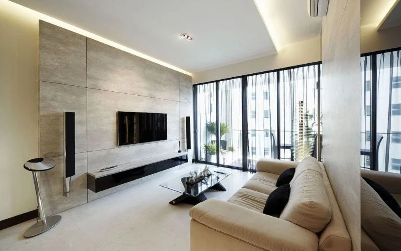 Trần thạch cao phòng khách chung cư đơn giản