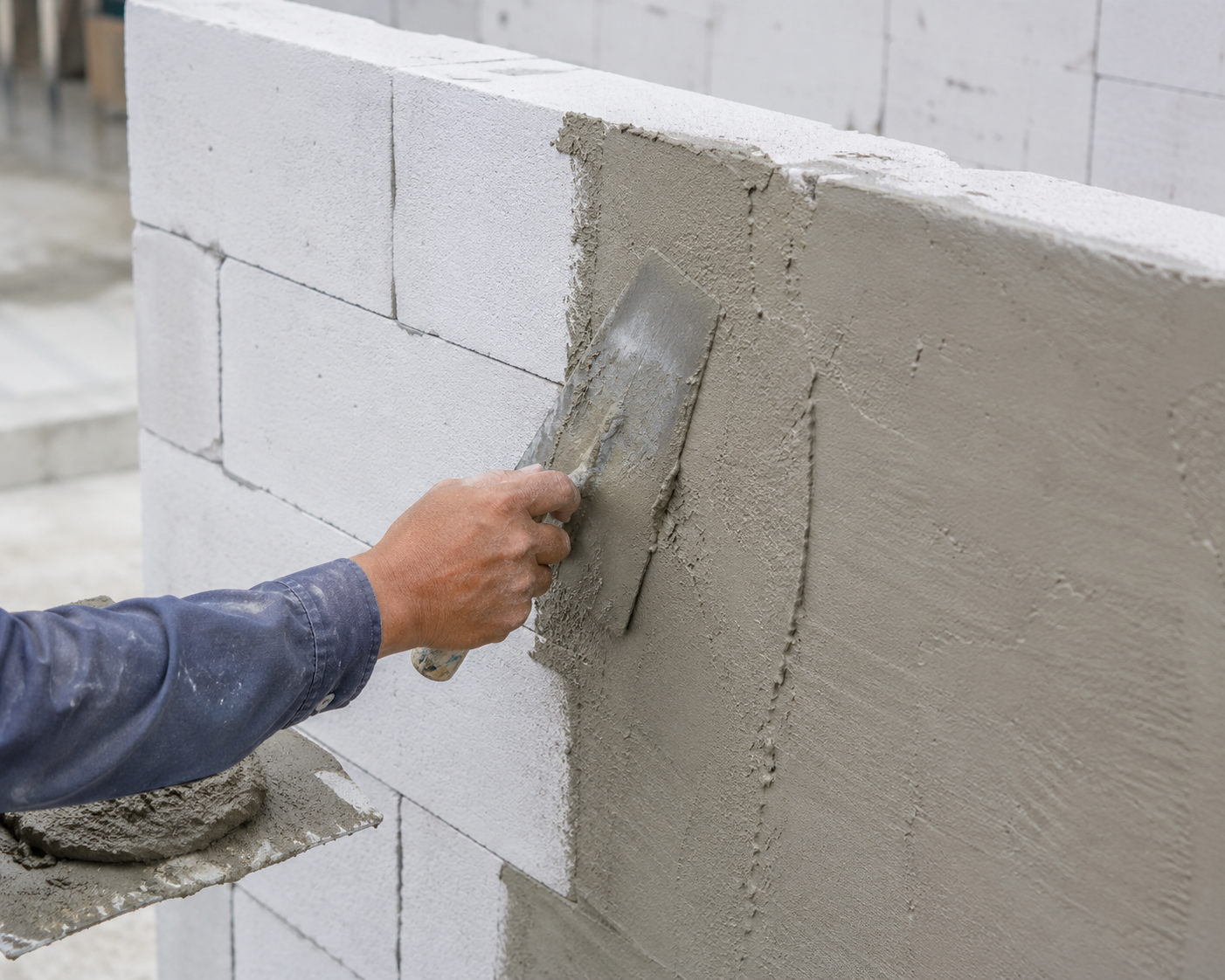 Tỷ lệ trộn vữa trát tường gạch AAC khác với vữa thường để phù hợp với các đặc tính của gạch 