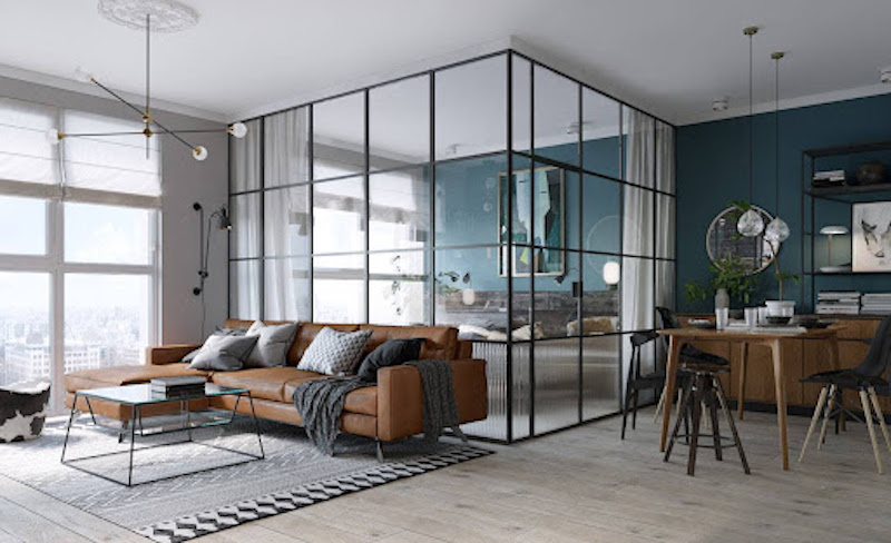 10+ ý tưởng làm vách ngăn chia phòng đẹp 6 vách ngăn kính cường lực