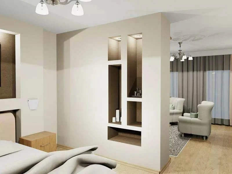 10+ ý tưởng làm vách ngăn chia phòng đẹp 4 Vách ngăn thạch cao, phân chia phòng khách và phòng ngủ
