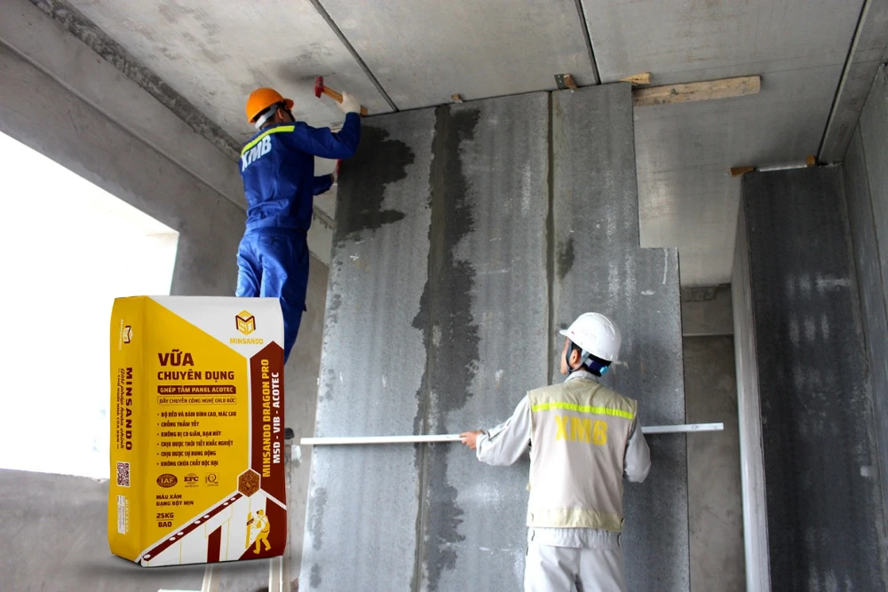 Vữa ghép tấm Acotec là gì? Giải pháp liên kết cho hệ tường lắp ghép 