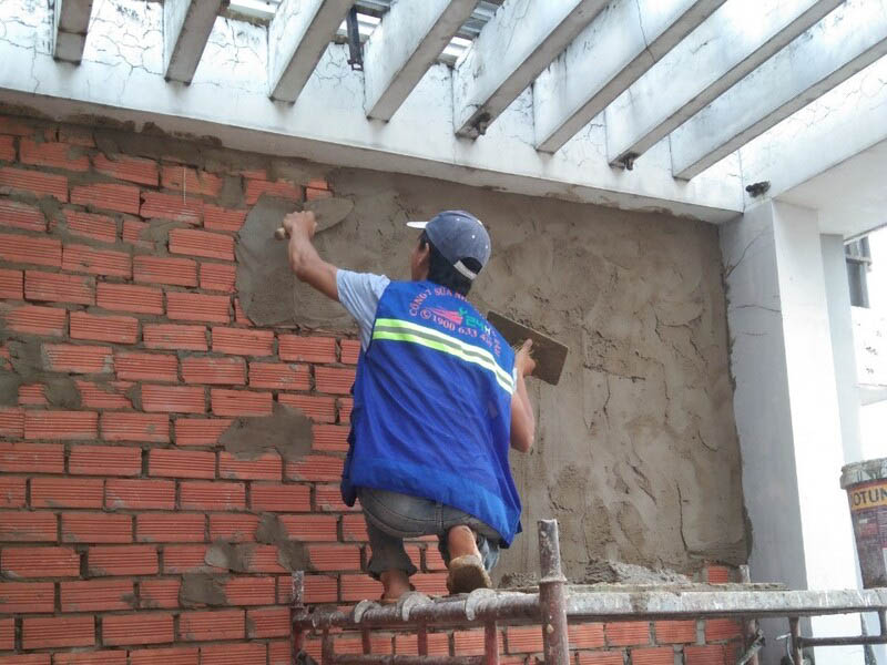 Ứng dụng vữa khô đóng bao khi xây nhà trong hẻm nhỏ 3 vữa khô xây trát tường nhà hẻm nhỏ
